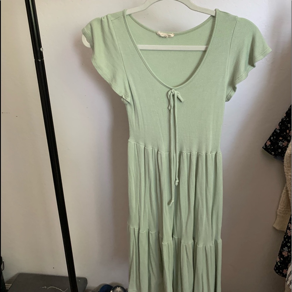 sage green tier dress